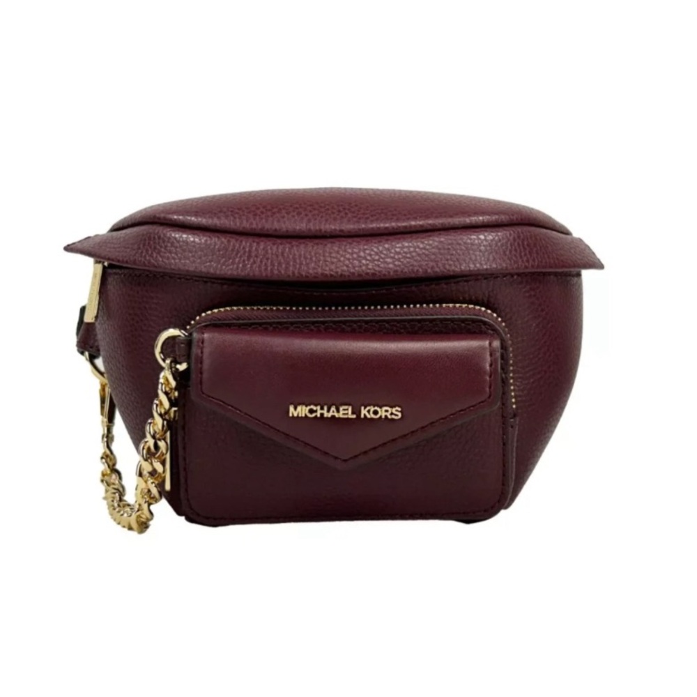 NWT Michael Kors Burgundy Leather 2 in 1 Fanny Pack waist belt
